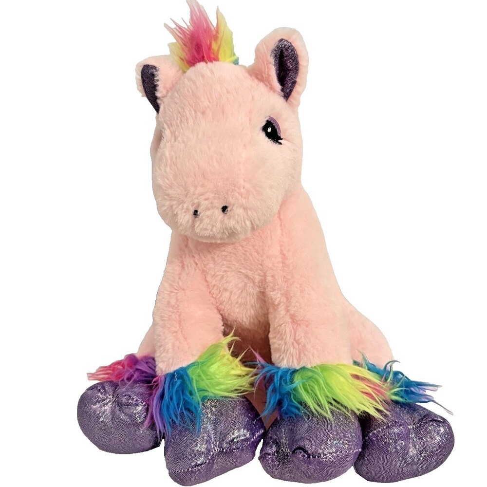 VTG The Bear Factory Pink Rainbow Unicorn Plush 12” Retired Stuffed Animal 2001‎